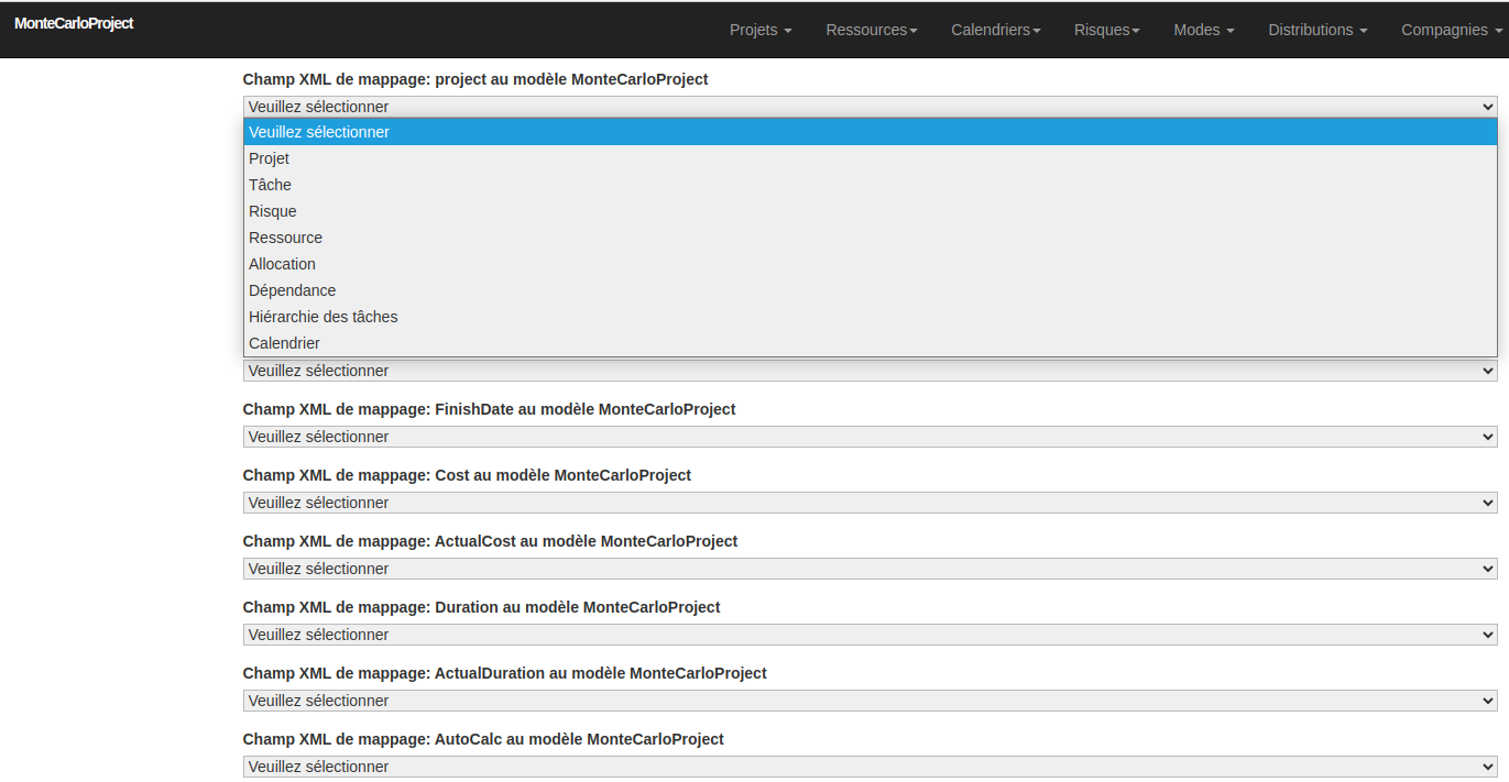 XML modele mappage