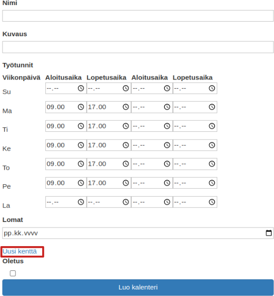 montecarloproject kalenterin luonti