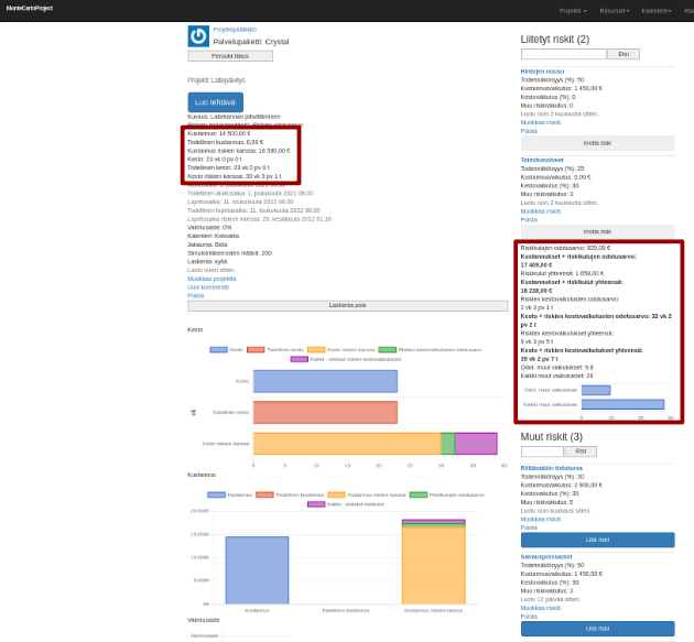 montecarloproject laitepaivitys riskivaikutukset