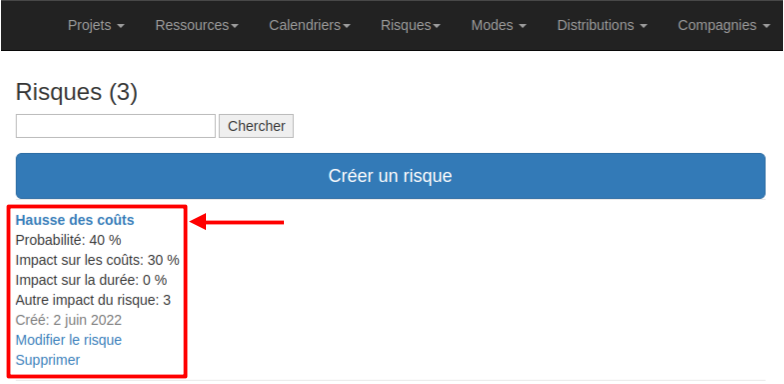 selectionner risque