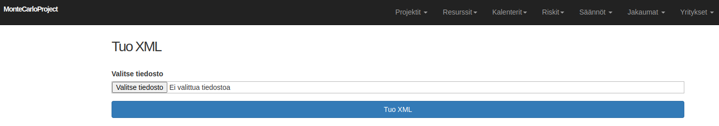 tuo XML tiedosto